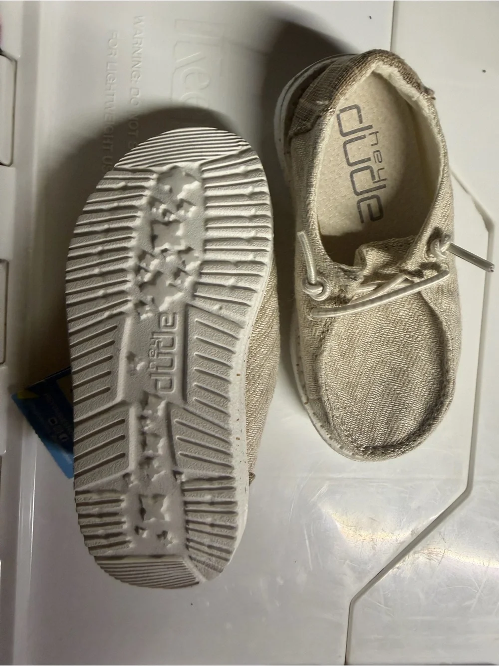 Hey Dude Kids Beige Canvas Slip-On Sneakers